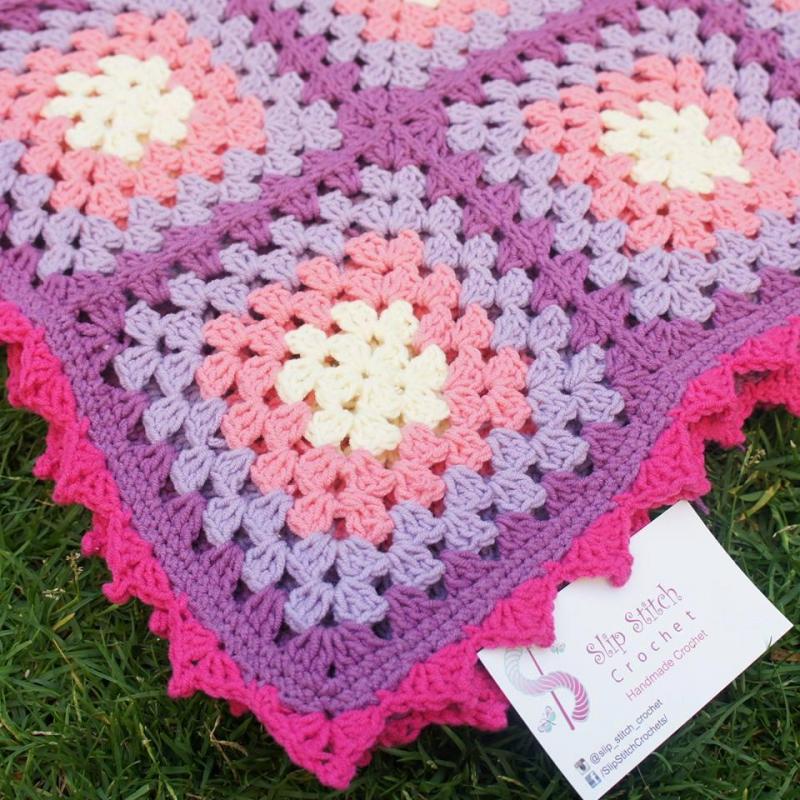 Crochet Granny Squares Throw / Baby Blanket | Slip stitch crochet